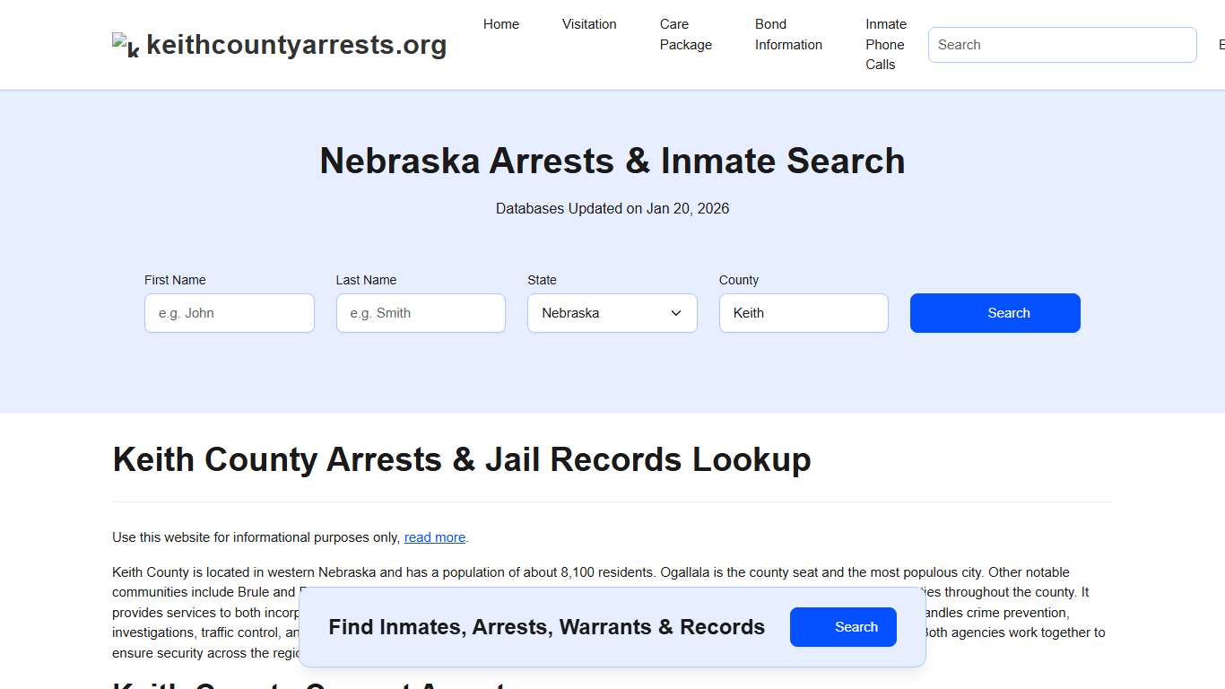 Keith County, NE Arrests, Warrants, Police Records Search
