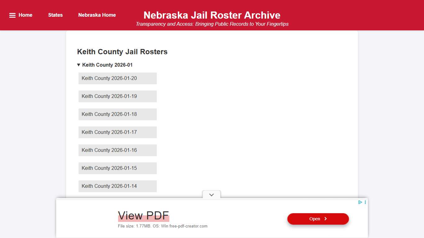 Keith County - Nebraska Jail Rosters